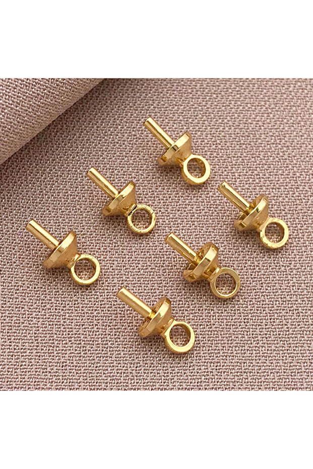 T574-4x7mm-10pcs 10pcs/lot 18K Gold Plated Screw Eye Bails Beads End Caps Clasps Pins Connectors For