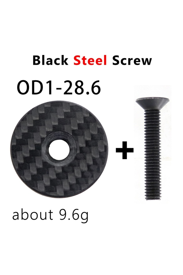 28.6 Steel Screw Bicycle Headset Top Carbon Fiber Cap W/ M6*30mm Titanium Screw for 1-1/8" 1-1/4" Fr