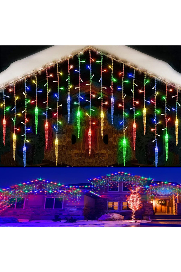 EU plug Multicolor LED Christmas Wreath Light String Ice Pillar Curtain Light Street Garden EU Ameri