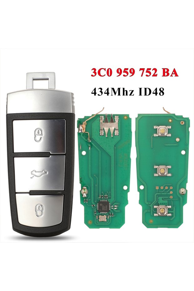 Full key jingyuqin 3 Buttons Smart Remote Car Key Fob For Volkswagen 3C0 959 752 BA 434Mhz ID48 Chip