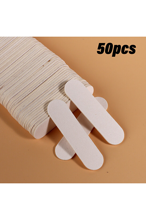 50pcs-white Double Side Nail Files Mini Wood Sanding Buffer Block Set For Gel Polish Manicure Pedicu