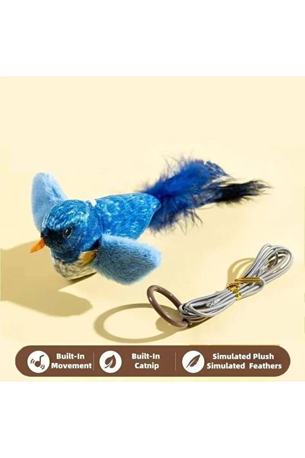 Blue Small Bird Indoor Interactive Birds Toy for Cat Chasing Teasing Toy Sounding Catnip Cat Teaser