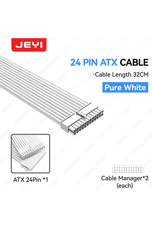 JEYI 24 PIN ATX CABLE-W JEYI PSU Extension Cable Solid Color Cable Kit 24Pin ATX 8Pin EPS 6+2Pin 4+4