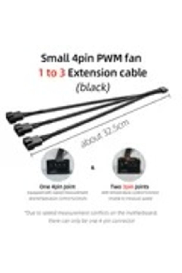 29cm 1to3-Bk TEUCER 4-pin 1 to 4 Way PWM Fan Splitter Cable Cooled 1 to 2/3/4 Way Tap Sleeve Extensi