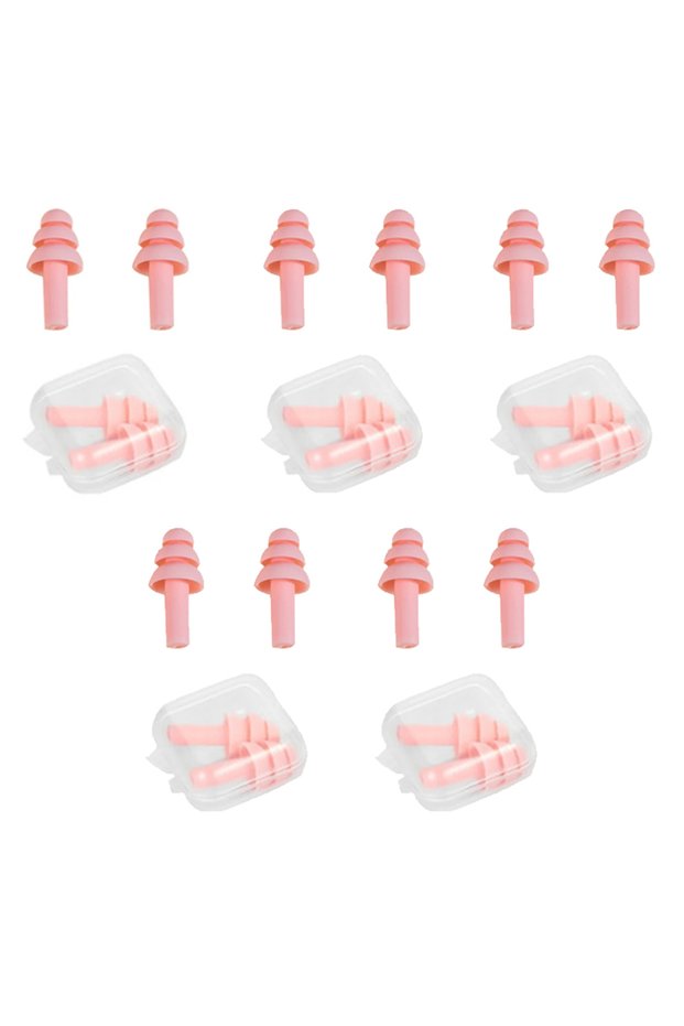 Pink 5Pairs Soft Ear Plug Waterproof Comfort Colorful Silicone Earplugs Ear Protection Sound Insulat