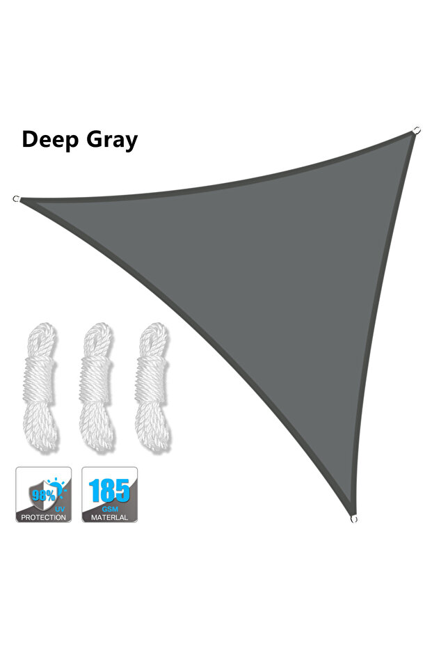 200x200x200CM DEEP GRAY 5x5x5/2x2x2M Waterproof Sun Shelter Triangle Sunshade Protection Outdoor Can