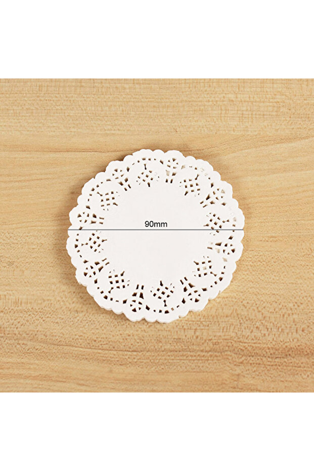 B01 100Pcs White Hollow Out Placemat Round Cup Coaster Lace Cake Wrapper Paper For Wedding Party Tab