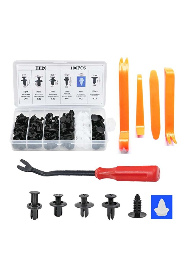 Rivet 4PCS Removal 100PCS HE26 Car Rivet Fixing Hook Set For Fender Clamps Plug Suspension Rivet Thr