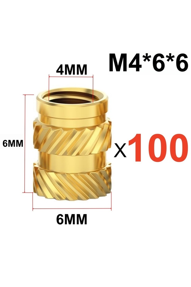 100 قطعة M4x6x6، 50/100 قطعة صواميل تثبيت حرارية ملولبة M3 M4 M5، صواميل نحاسية مخرشة لـ 3