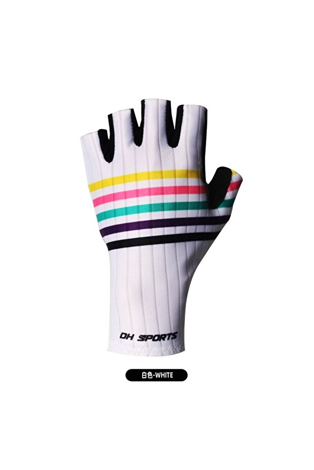 XL WHITE Anti-slip Wear Resistant Wreathable Sun Proof and Shock-absorbing Summer Cycling Gloves for
