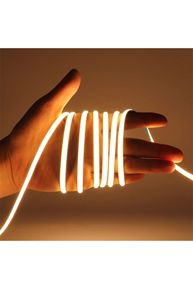 شريط إضاءة LED COB أبيض دافئ بطول 2 متر وسمك 3 مم رفيع، شريط إضاءة LED مرن ساطع قابل للتعتيم بجهد 5 فولت مع مُخفّت إضاءة،