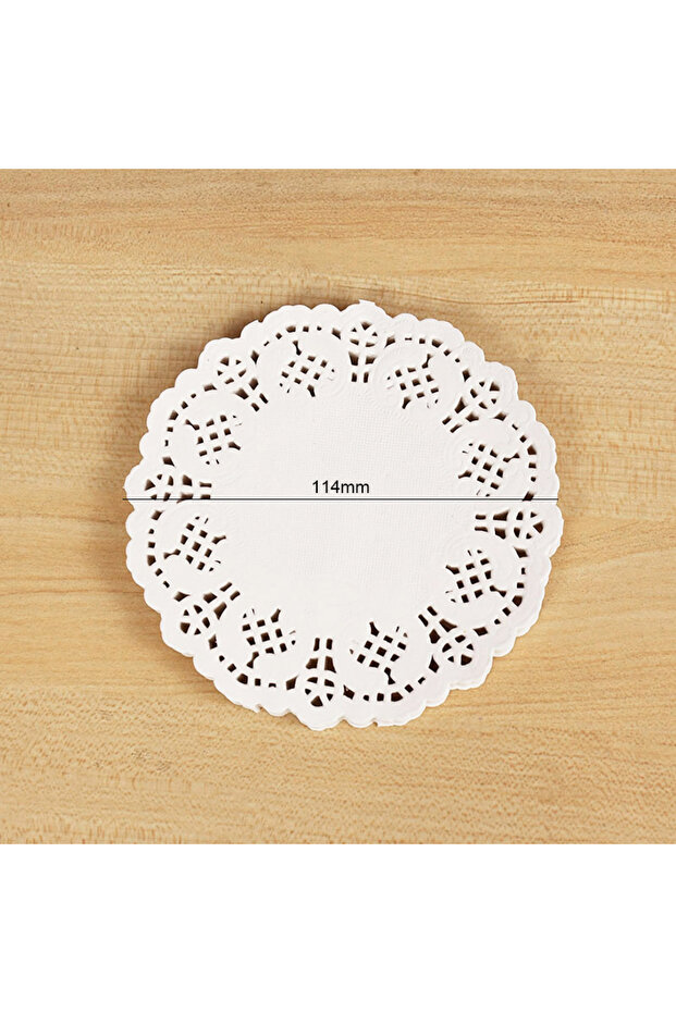 B02 100Pcs White Hollow Out Placemat Round Cup Coaster Lace Cake Wrapper Paper For Wedding Party Tab