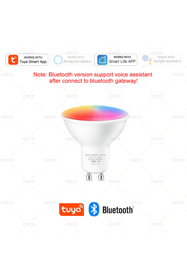 6 pcs Bluetooth AC220V COOLO GU10 Tuya WiFi Smart LED Light Bulb Bluetooth Dimmable Lamps Smart Life