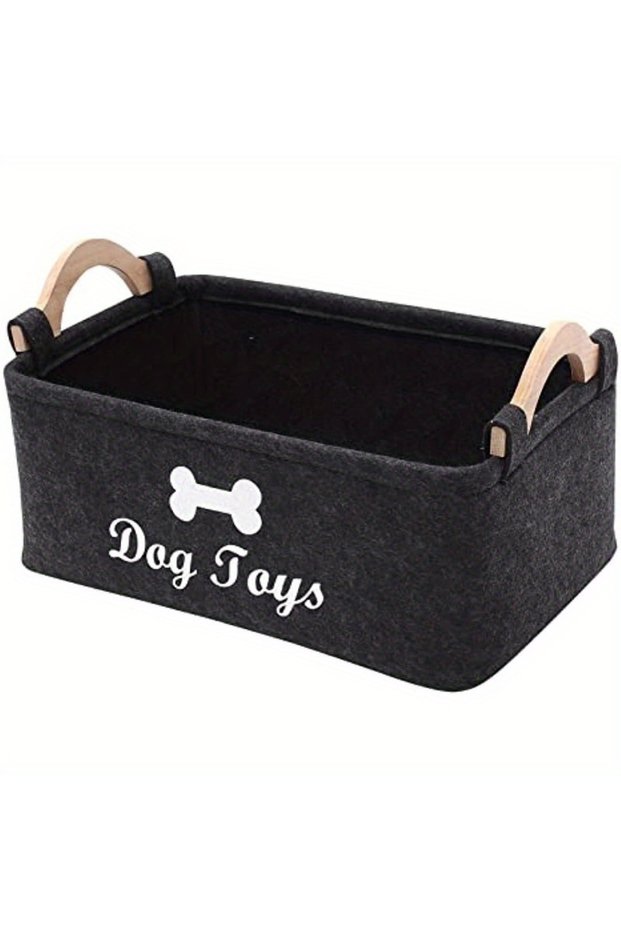 38X25X18cm black 1pc Felt Pet Toy Box, Dog Toy Box, Storage Basket Chest Organizer For Organizing Pe