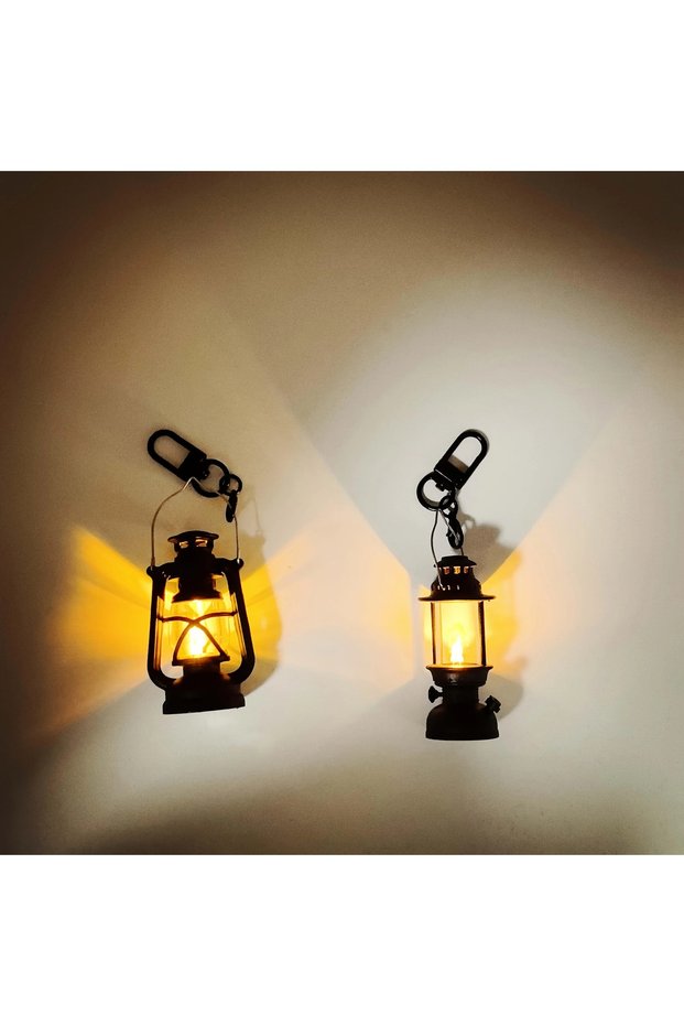 2pcs Black mini Electronic Candle Lamp Keychain Vintage Simulation Lamp LED Portable Lighting Keycha