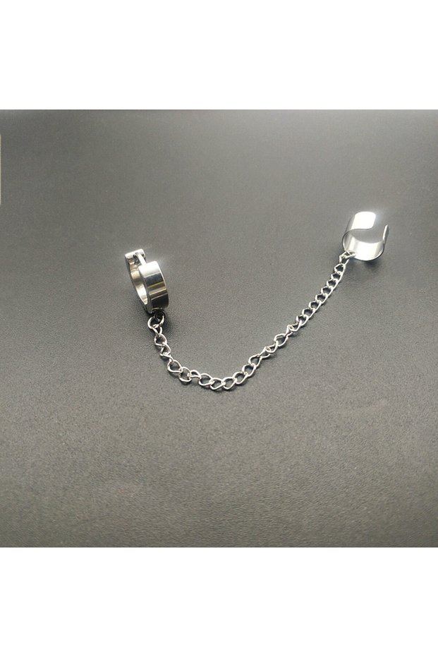S3-1pc-silvery 1 Pcs Stainless Steel Painless Ear Clip Earrings for Men Women, Punk Silver Color Non