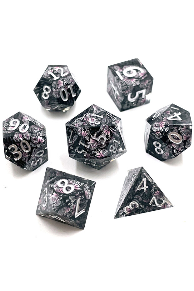 Style-5 7PCS Sharp Resin Dices Set Multicolour Polyhedral Molds Multiplayers Digital Role Playing Bo