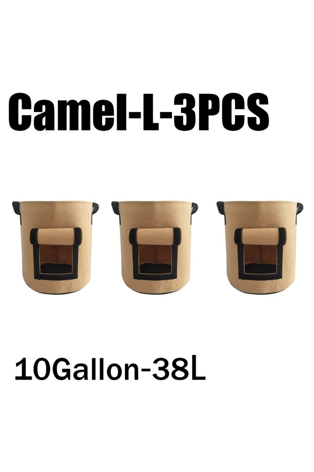 Camel-L-3PCS 3Styles Felt plant grow bags nonwoven fabric garden potato pot greenhouse vegetable gro