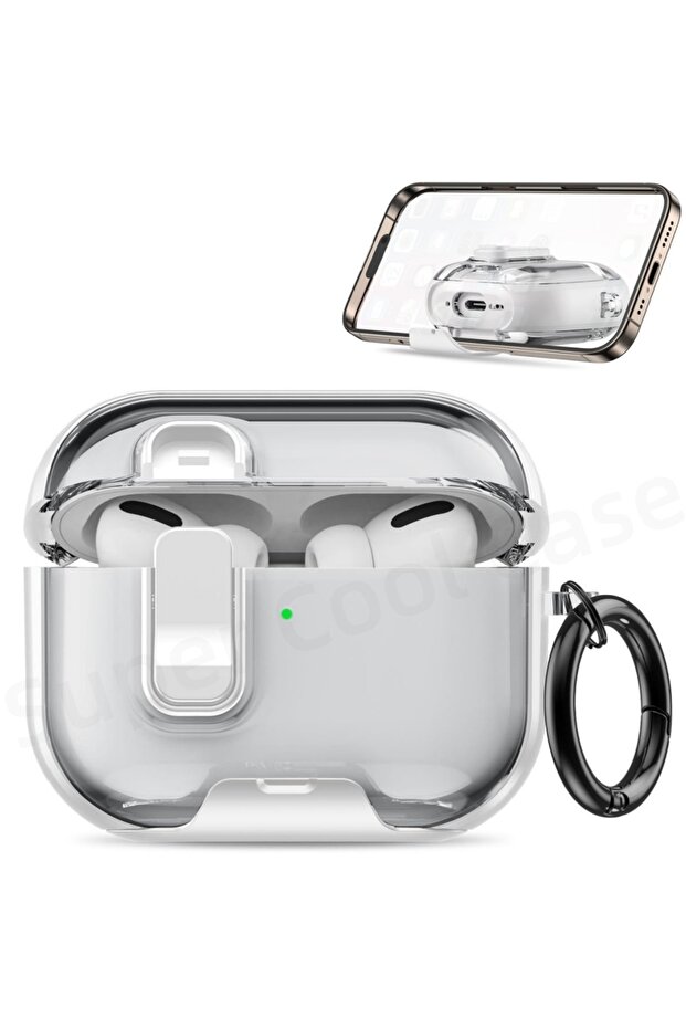 for AirPods Pro 3 White for AirPods Pro 3 Case 2025 with Phone Stand&Cleaner Kit Protective Cover fo