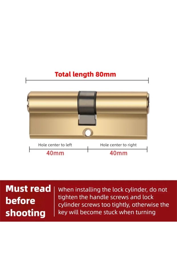 80(40-40) Door Cylinder Biased Lock 65 70 80 90 100mm Cylinder AB Key Anti-Theft Entrance Brass Door