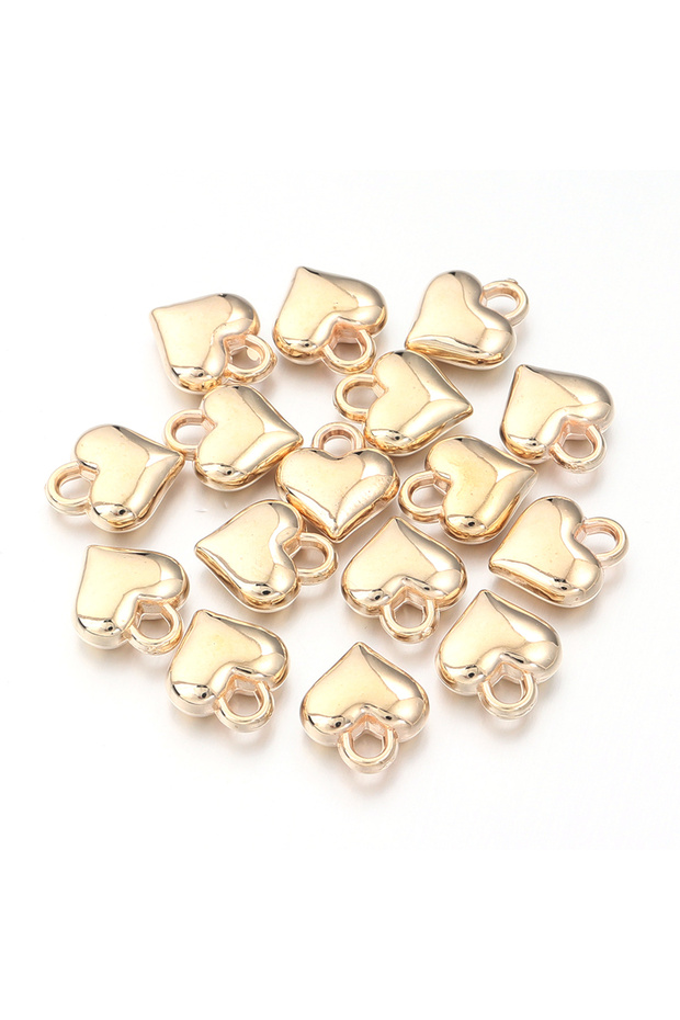 Kc gold 11x12mm 50pcs/lot CCB Heart Pendant Rhodium KC Gold Color Loose Beads Plastic Charms For Jew