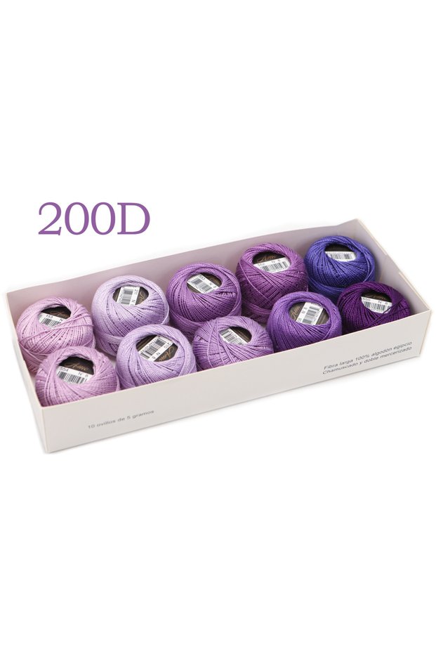 Set 200D Amohilos Size 8 Mercerized Egyptian Cotton Pearl Thread 10 Assorted Colors Collection 5 Gra