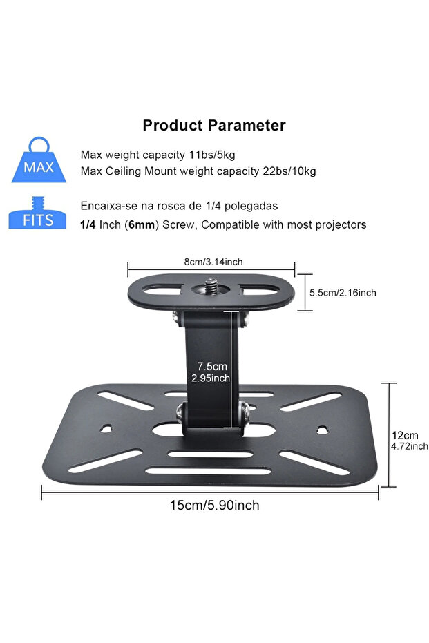 Black A Salange Desktop Projector Holder Stand Table Mobile Projector Mount Removable Adjustable Uni
