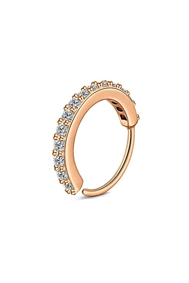 7mm C3-1Pc-Rose Golden 1pc 20G Zercon Septum Nose Rings Hoops for Women, Small Piercing Nose Ring Ca