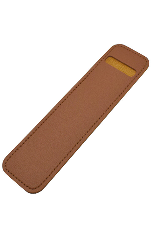 Brown Pen Pouch for Ballpoint & Fountain Pens Soft PU Leather Pencil Case Conveniently Carrying and