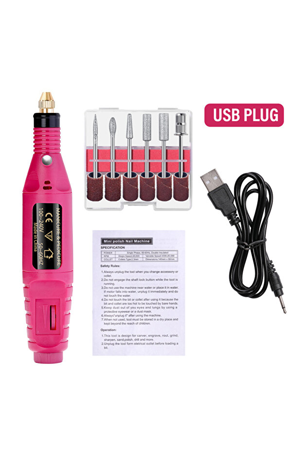 Red TT Nail Sander Set Electric Nail Drill Machine Grinding Equipment Milling Cutter For Manicure Pe