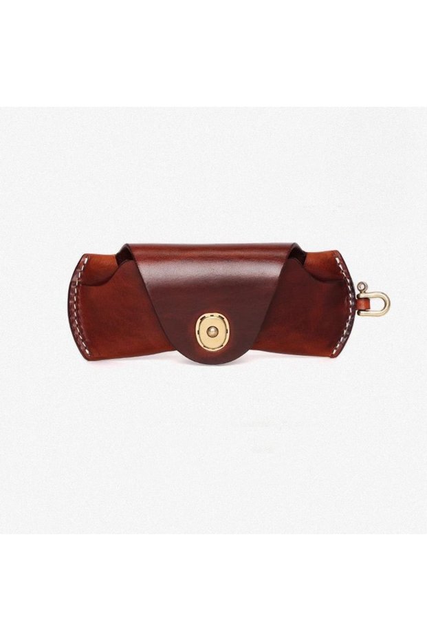 Brown Fashion Leather Soft Sunglasses Case Portable Glasses Storage Bag Sunglasses Glasses Clip Hang