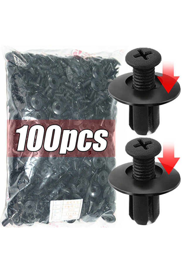 100pcs 300/50pcs 8mm Plastic Fasteners Screws Universal Car Bumper Fender Black Rivets Car Fastener