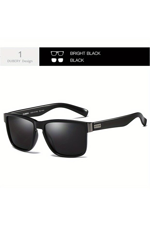 Black1 DUBERY Polarized UV400 Protection Sunglasses For Men And Women 15 Colors Model 518