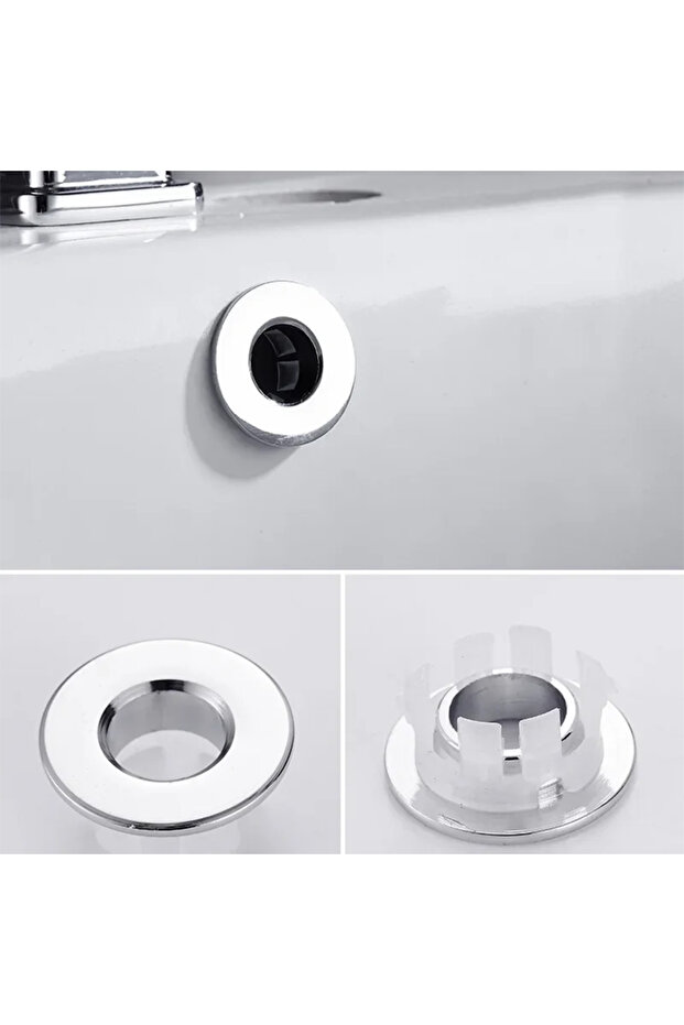 silver Bathroom Basin Faucet Sink Overflow Cover Brass Six-foot Ring Insert Replacement Hole Cover C