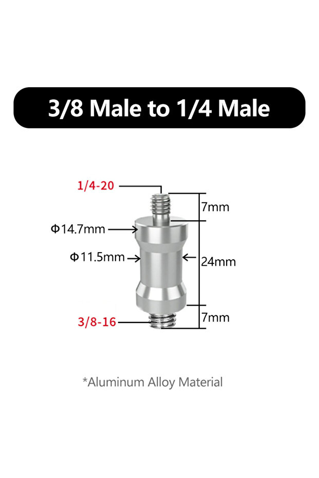 Aluminum adapter E 1/4" to 3/8" Screw Adapter Converter Threaded Spigot Mount for GoPro Action Camer