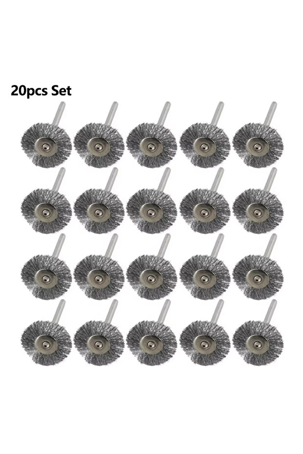 20pcs Steel CMCP 10/20pcs Wire Wheel Brushes Set 22mm Brass/Steel/Nylon Polishing Tools 3.0mm Shank