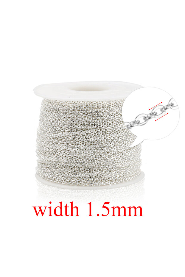 Silver 1.5mm 2m/lot Stainless Steel Cable Chain Bulk for Silver Rose Gold Chain 1mm 1.5mm 2mm 2.5mm