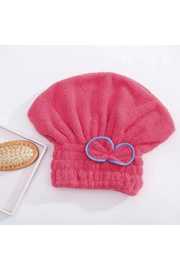 1pc red 1Pc Microfibre Quick Hair Drying Bath Towel Bowknot Wrap Towel Cap Bathroom Accessories Bonn