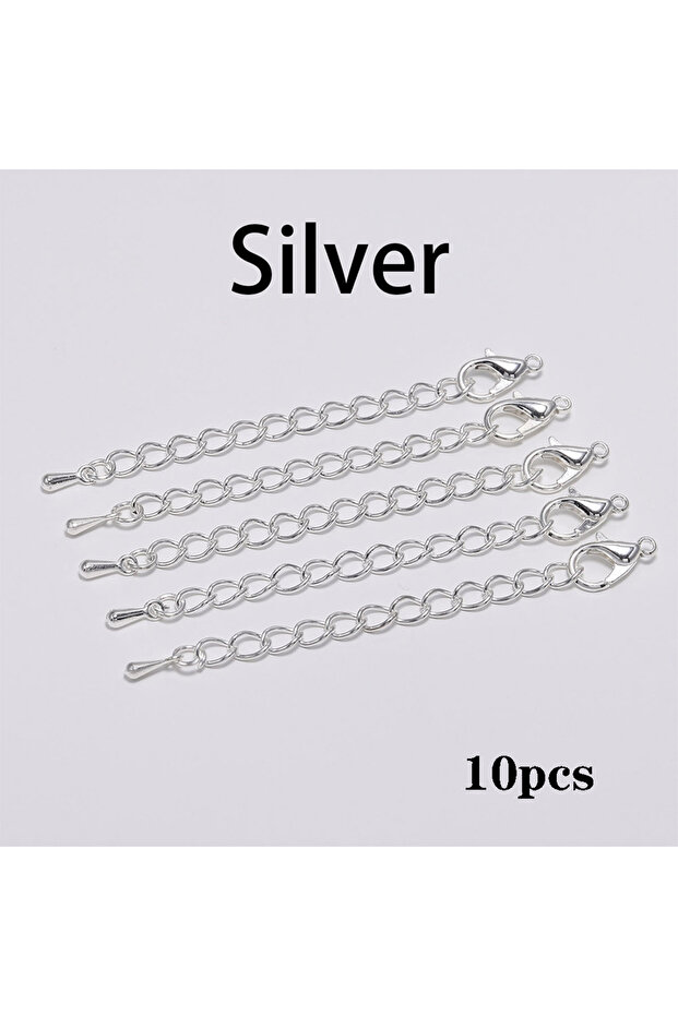 70mm Silver10 10pcs/lot 50 70mm Tone Extended Extension Tail Chain Lobster Clasps Connector For DIY