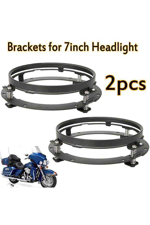 Black 2 piece 7 Inch Round LED Headlight Mounting Bracket Ring For Car Jeep Wrangler JK Suzuki Samur
