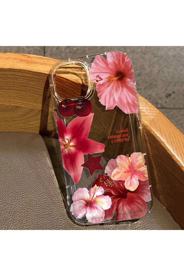 غطاء شفاف بتصميم زهرة الكرز YCB0074C لهاتف آيفون 12 ميني، مناسب أيضًا لآيفون 16، 15، 14، 13 برو ماكس، 11، 12 ميني.