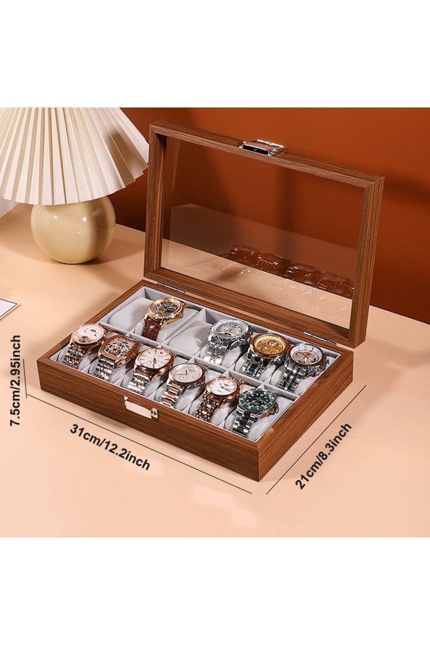 12 Positions DELESYS New Walnut Wood Creative Watch Box Chinese Style Retro Wood Watch Display Box L