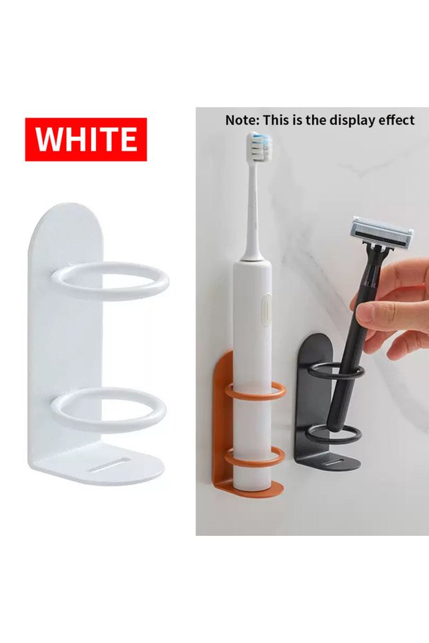 S 1 piece WHITE Multi Functional Toothbrush Holder Made of Metal Material, No Drilling Wall Mounted,