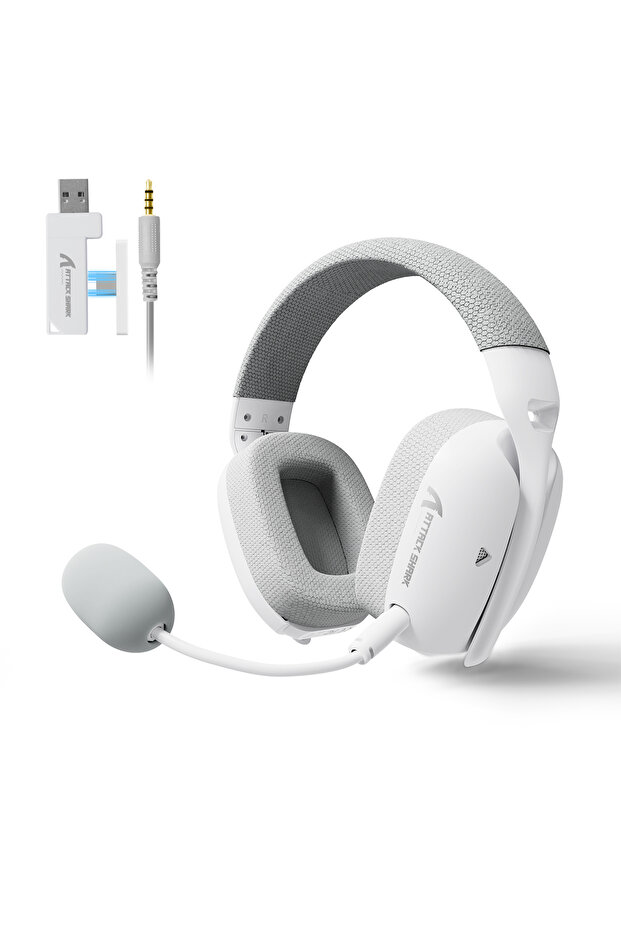 سماعات الألعاب White Attack Shark L80Pro، وضع اتصال بلوتوث 2.4 جيجا هرتز، تصميم بميكروفون مزدوج، حاصلة على شهادة UL