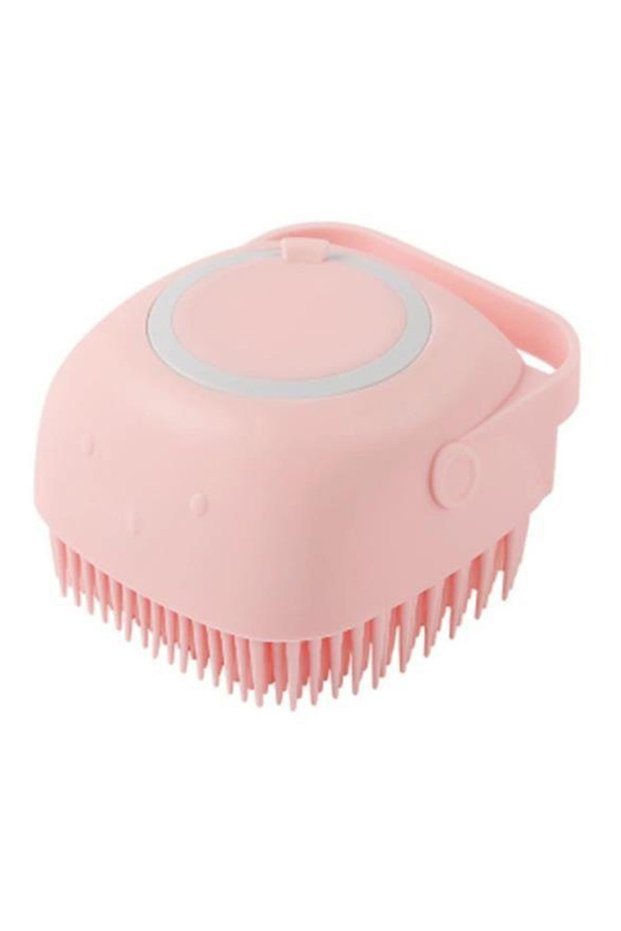 As the pictures Square Pink Bathroom Puppy Big Dog Cat Bath Massage Gloves Brush Soft Safety Silico