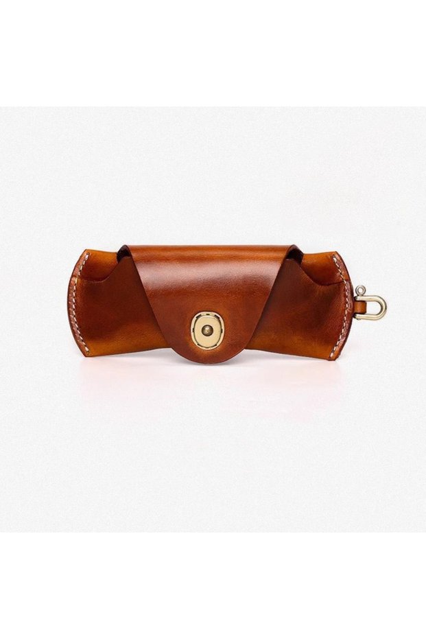 Coffee Fashion Leather Soft Sunglasses Case Portable Glasses Storage Bag Sunglasses Glasses Clip Han