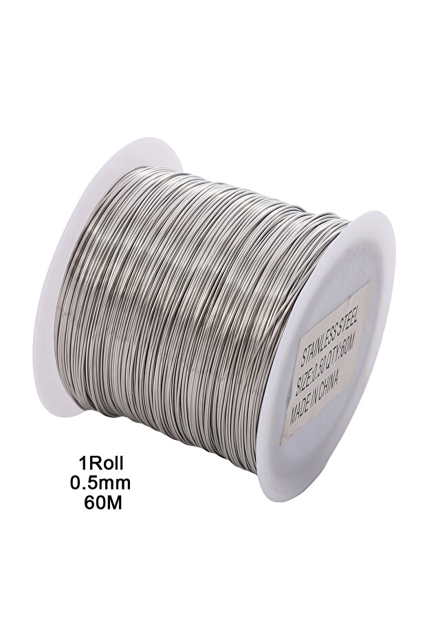 0.5mm 60M 1Roll 304 Stainless Steel Wire Handmade Beading Wire, Size 0.2-0.6mm, For DIY Craft And Je
