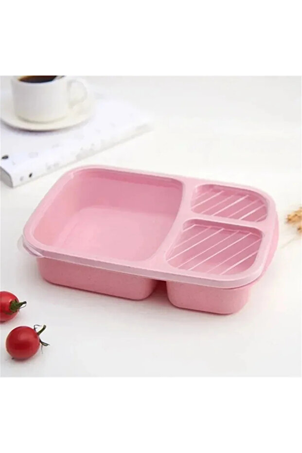 1pc 1/2pcs Bento Lunch Box Set 3 Compartment Food Storage Containers Wheat Straw Meal Prep Lunch Box