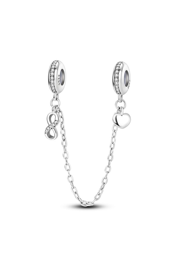 AKTC849 Safety Chain Charms 925 Sterling Silver Fit Original 925 Beads Moon Star Butterfly Heart Saf