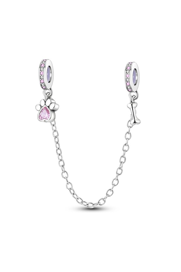 AKTC547 Safety Chain Charms 925 Sterling Silver Fit Original 925 Beads Moon Star Butterfly Heart Saf